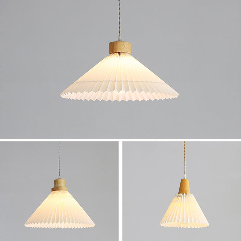 Ozawa Moderne LED Lampade a Sospensione Ombrello Forma Arte Legno Bianco Camera da Letto