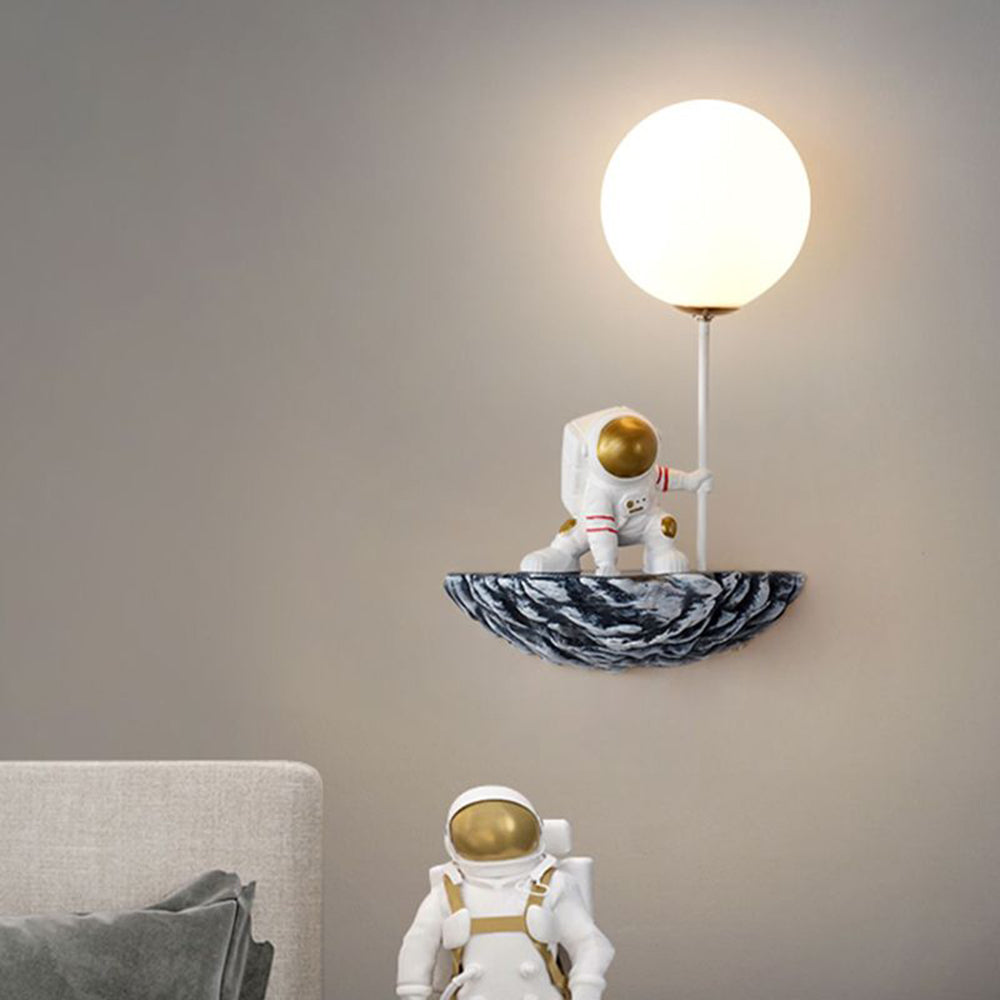 Fateh Applique Vetro/Acrilico Bianco/Blu-Bianco Astronauta Decorativo