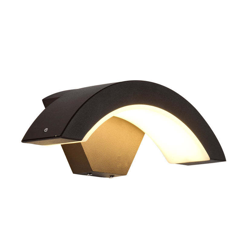 Modern Moderna Insolito LED Piccolo Applique da Esterni Metallo Acrilico Nera Impermeabile Corridoio/Giardino