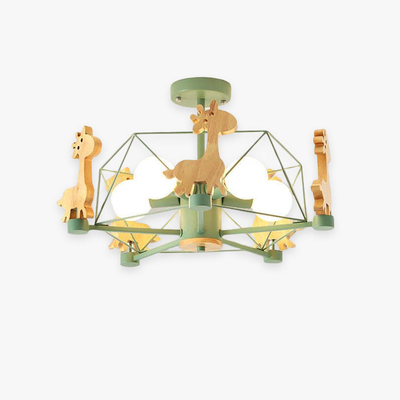 Minori Moderno LED Design Creativo Giraffe Plafoniera Legno Metallo Camera da Bambini/Camera da Letto