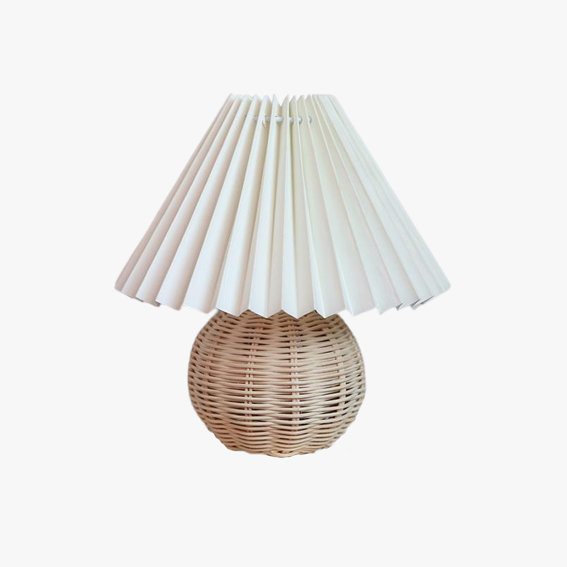 Ozawa Vintage LED Lampada da Tavolo Rattan/Legno/Ceramica Crema/Beige/Bianco Comodino