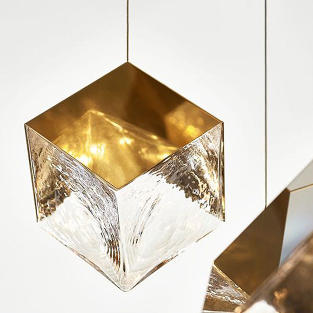 Kristy Lampade a Sospensione Metallo Oro Quadrate Soggiorno Moderne
