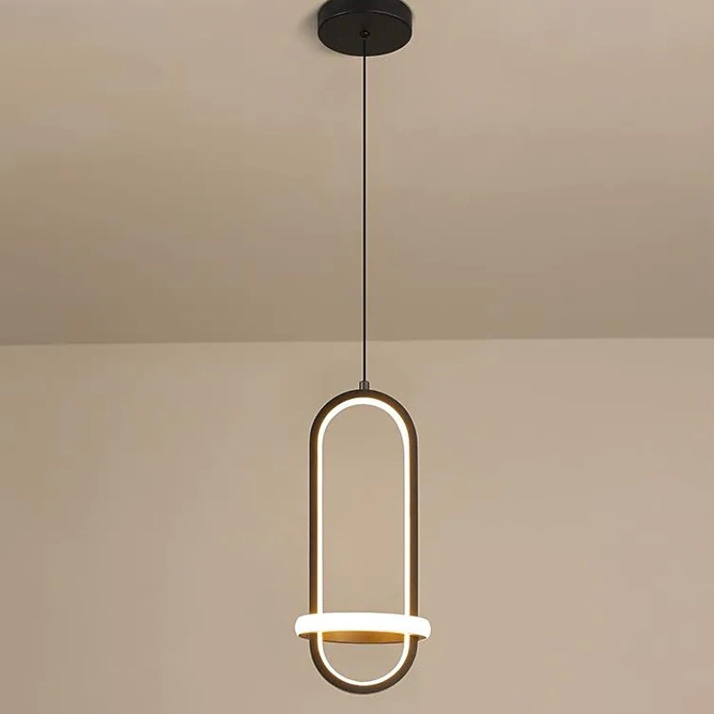 Nyla Minimalista Moderna LED Lampada a Sospensione Squillo LED Nero/Oro Soggiorno/Camera da Letto