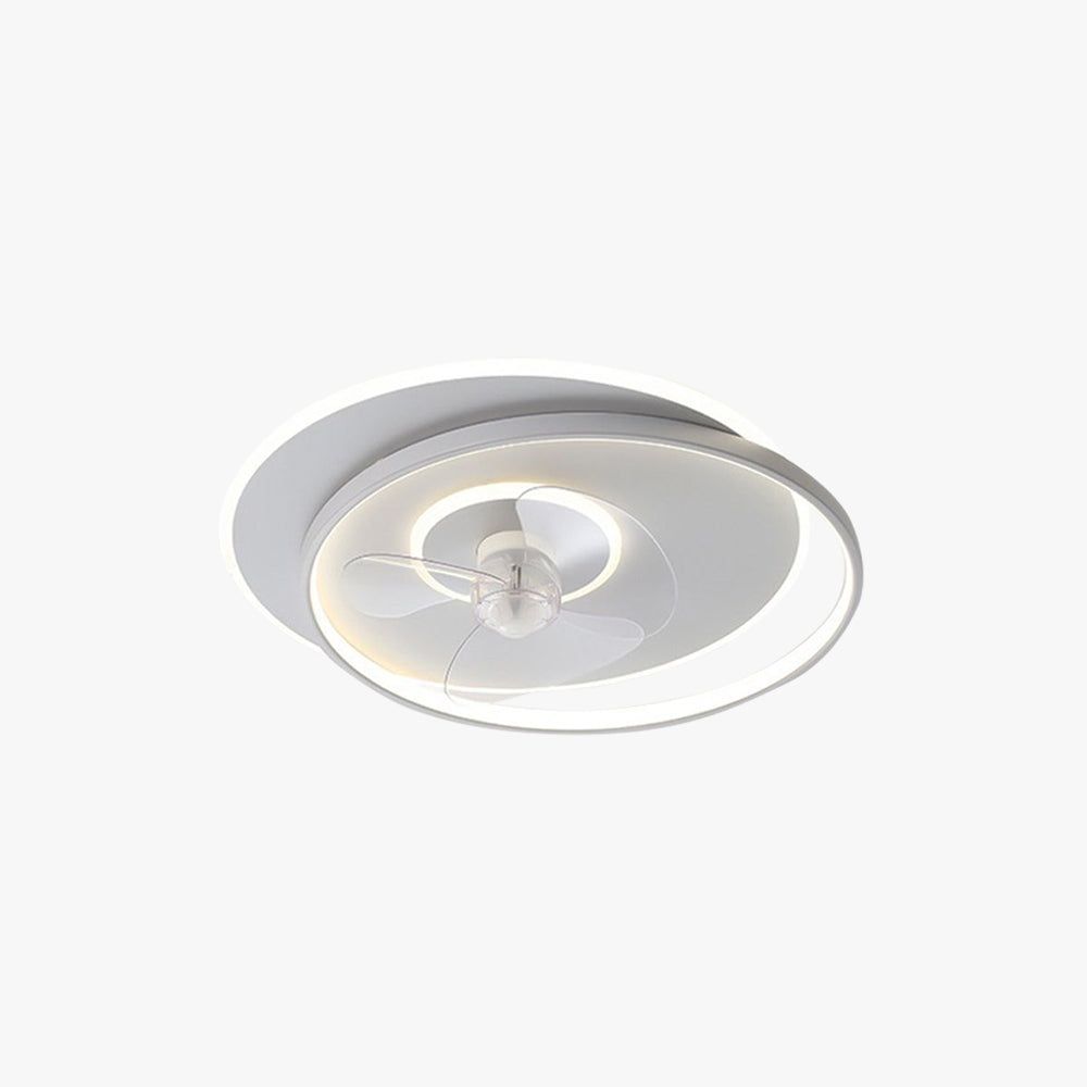 Arisha Minimalismo LED 2-Anelli Ventilatore a Soffitto Metallo Acrilico Bianco/Nero Soggiorno/Camera da Letto