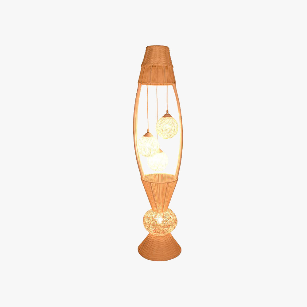 Muto Pesce Cestino Lampade da Terra, Legno / Bambù, 4 luci,LED