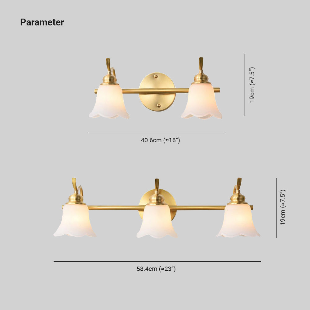 Félicie Design LED Fiore Elegante Applique Metallo Oro Specchio Bagno
