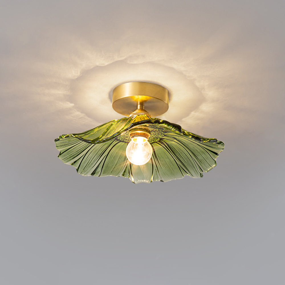 Carins Design Art Deco Floreale Bellissimo LED Plafoniera Vetro Chiaro/Verde Soggiorno/Camera da Letto