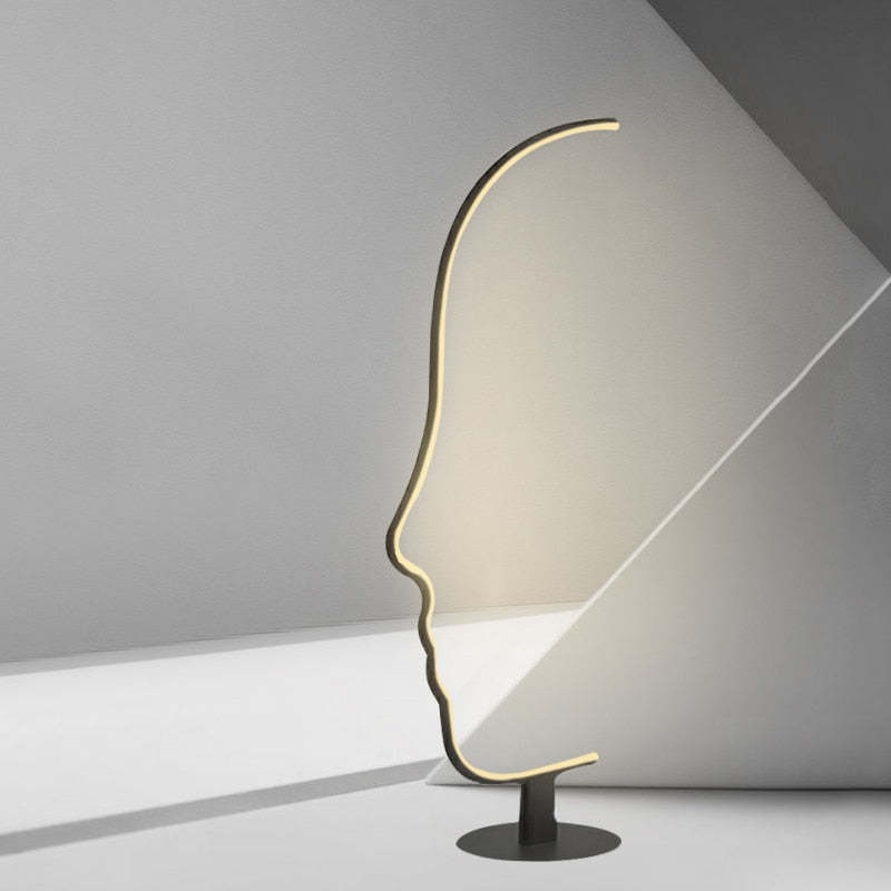Edge Moderna LED Lampada da Terra Metallo/Silicio Nero Arco Profilo Umano
