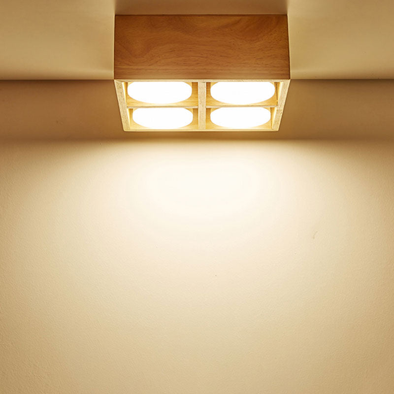 Ozawa Moderne LED Plafoniere Senza Luce Principale Legno/Acrilico Scatola