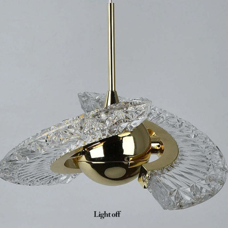 Kristy Design Lusso LED Lampada a Sospensione Metallo Acrilico Oro Soggiorno/Camera da Letto