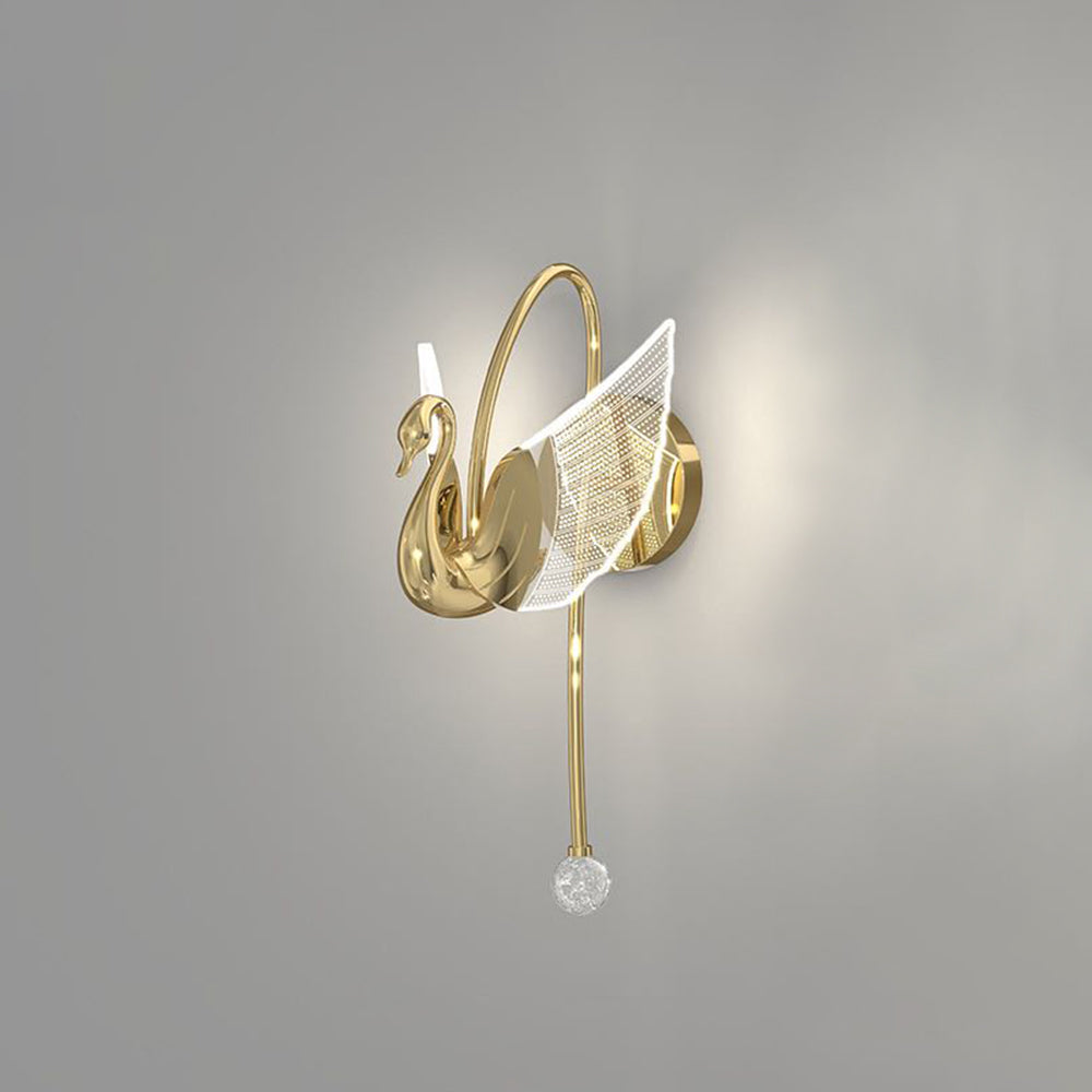 Kady Design LED Cigno Lampada da Parete Acrilico Metallo Oro/Rosa Soggiorno/Camera da Letto