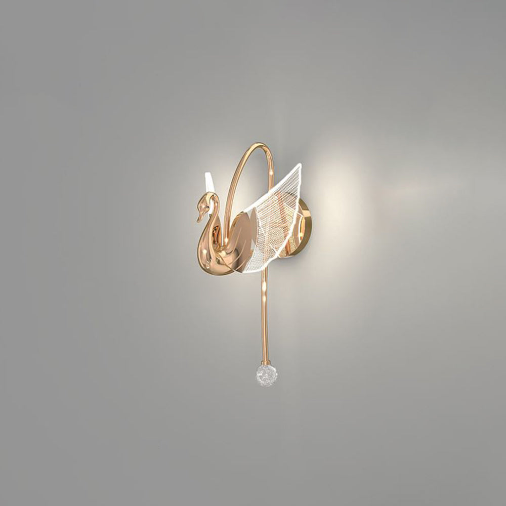 Kady Design LED Cigno Lampada da Parete Acrilico Metallo Oro/Rosa Soggiorno/Camera da Letto